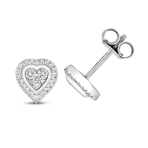 Diamond Cluster Studs Heart 0.25ct